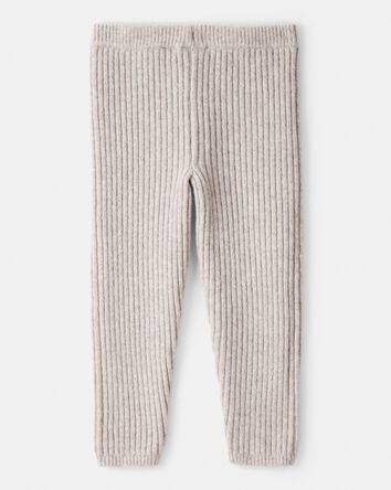 Toddler Girl Ribbed Sweater Knit Pants - Cream, 