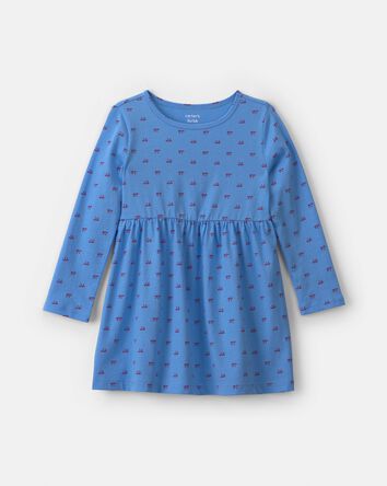 Toute-petite fille - Robe manches longues &agrave; motif n&oelig;ud - Bleu, 