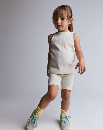 Tout-petit fille - Short de cycliste Brooklyn - Cr&egrave;me, 