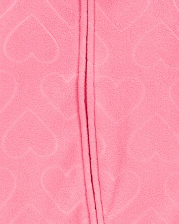 Baby Girl Heart Print Loose Fit Long-Sleeve 2-Way Zip Sleeper - Pink, 