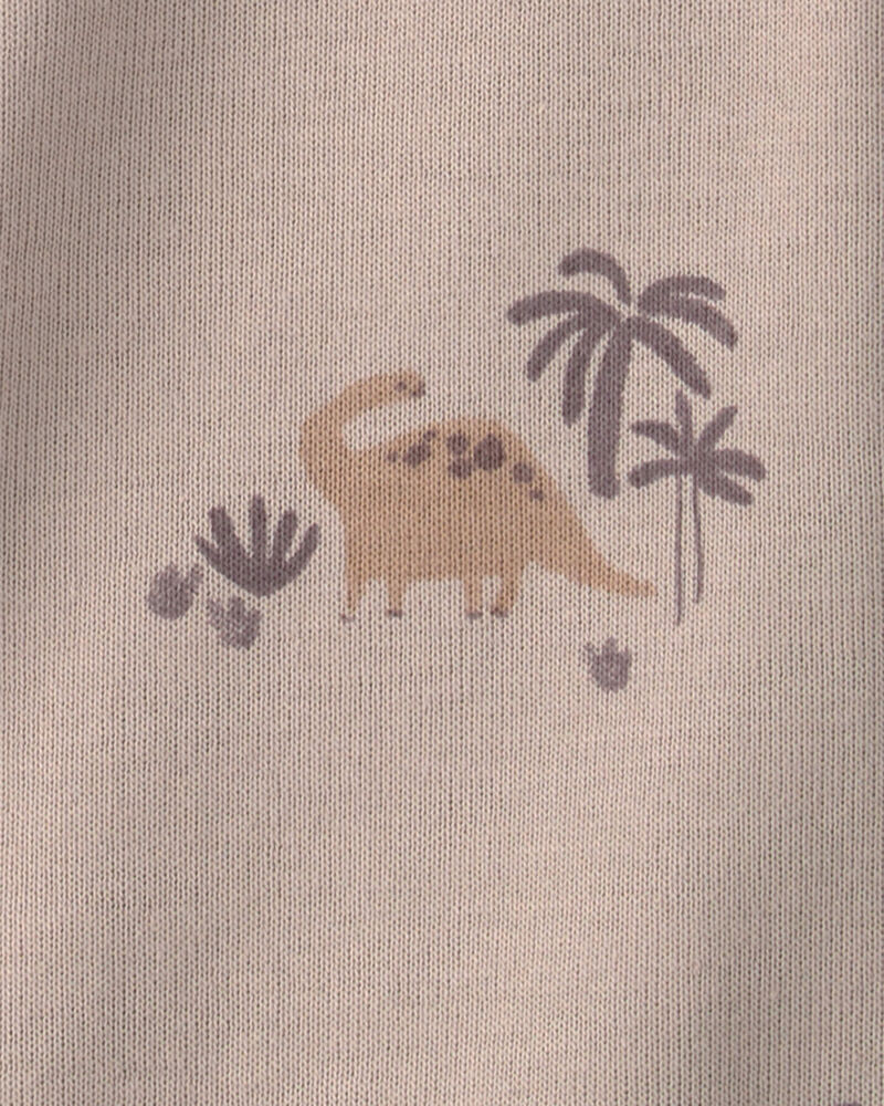 Baby Boy Dinosaur Short-Sleeve Romper - Brown, image 2 of 3 slides