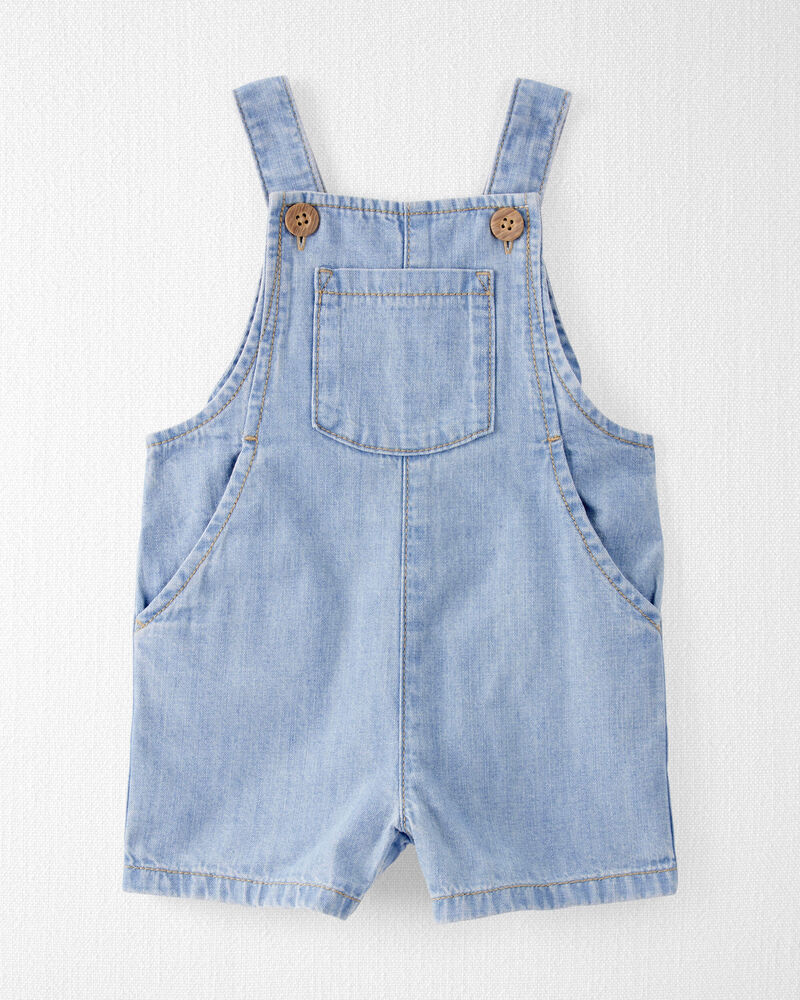 B&eacute;b&eacute; - Salopette courte en chambray de coton biologique, image 1 sur 4 diapositives