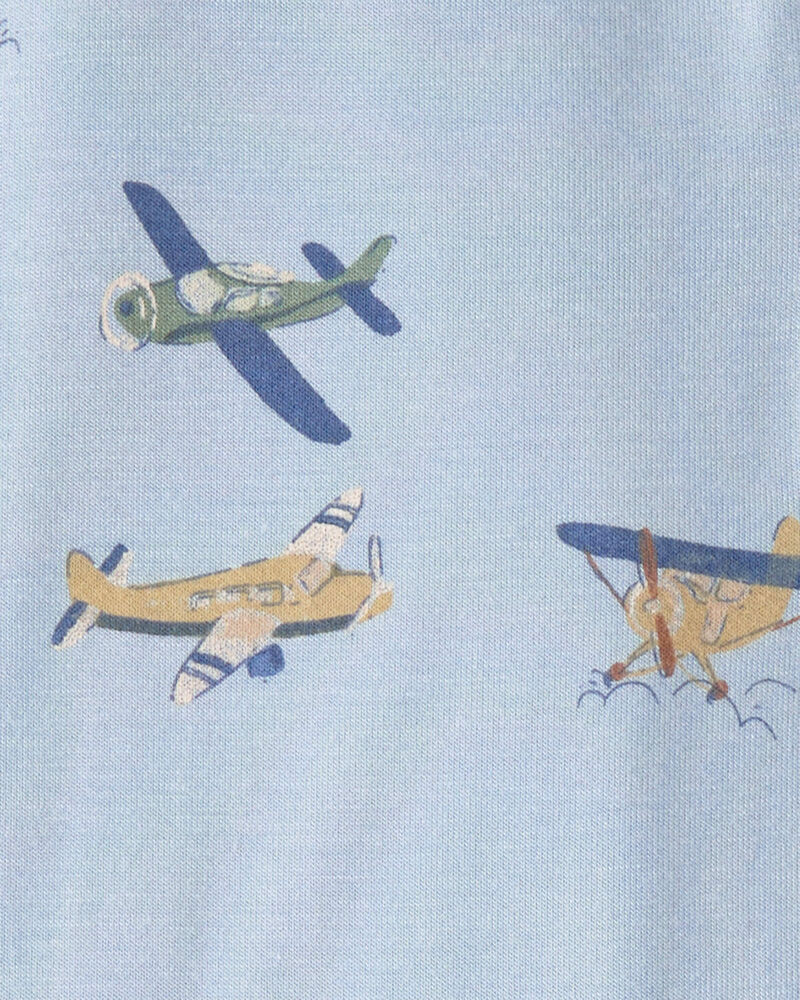 Baby Boy Plane PurelySoft 2-Way Zip 1-Piece Pyjama - Blue, image 4 of 7 slides