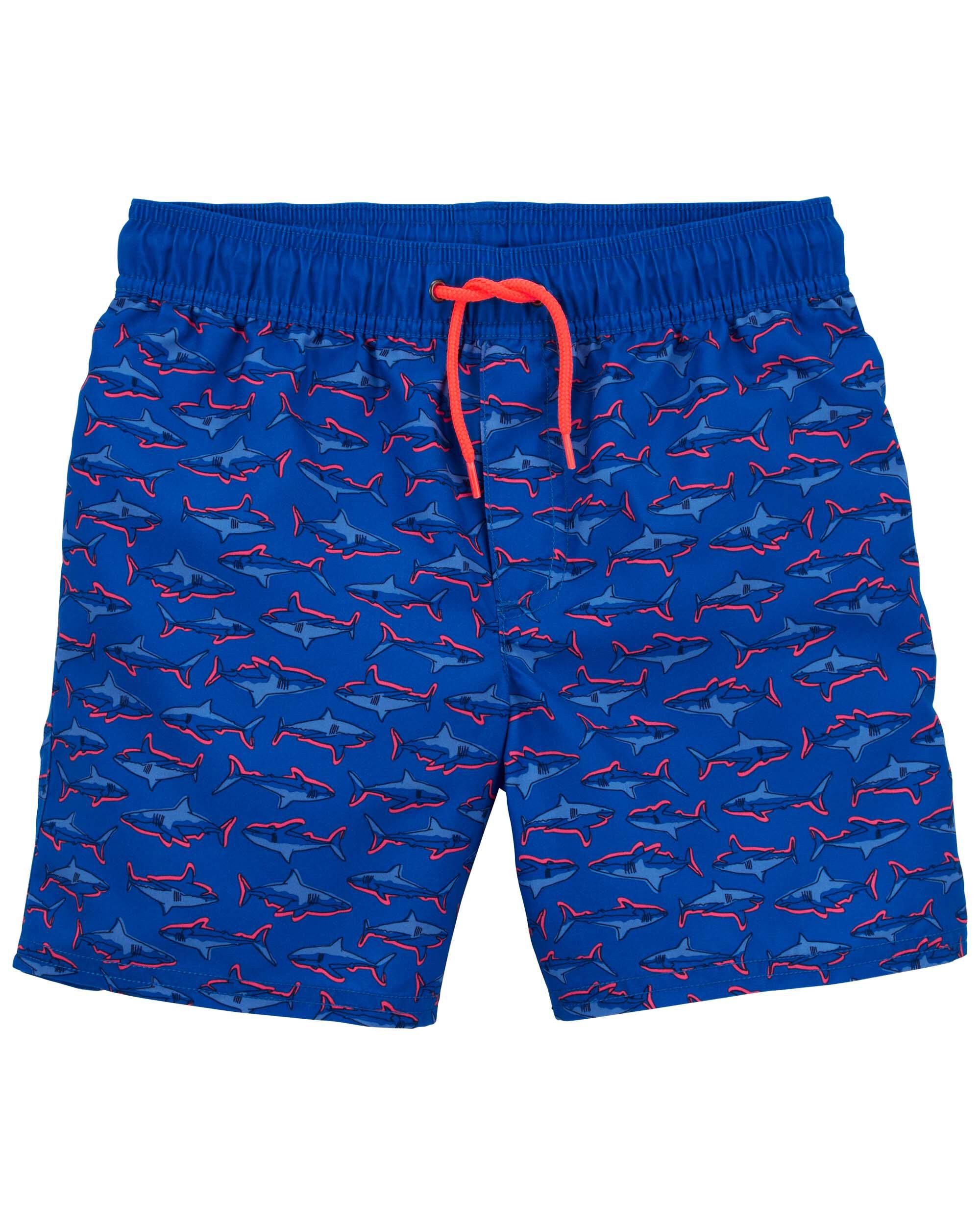 Neon Shark Swim Trunks