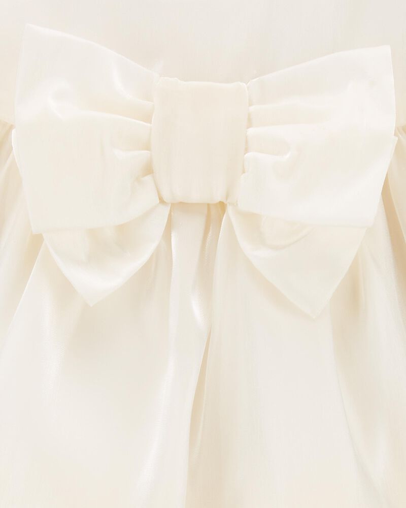 B&eacute;b&eacute; Robe &agrave; n&oelig;ud pour les F&ecirc;tes de couleur cr&egrave;me et dor&eacute; , image 3 sur 3 diapositives