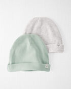 Baby 2-Pack Organic Cotton Rib Caps, image 1 of 3 slides