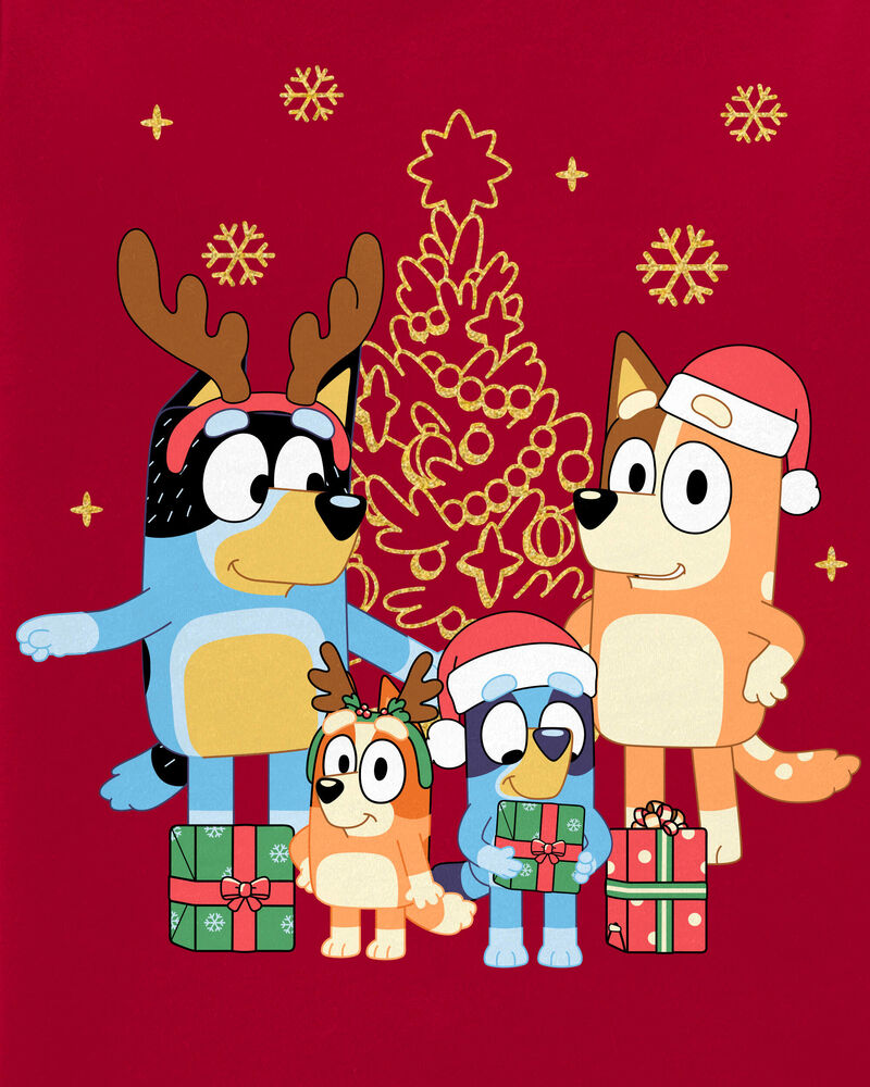 Girls Christmas Bluey&trade; Long-Sleeve Graphic Tee - Red, image 3 of 3 slides