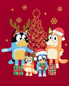 Girls Christmas Bluey&trade; Long-Sleeve Graphic Tee - Red, image 3 of 3 slides