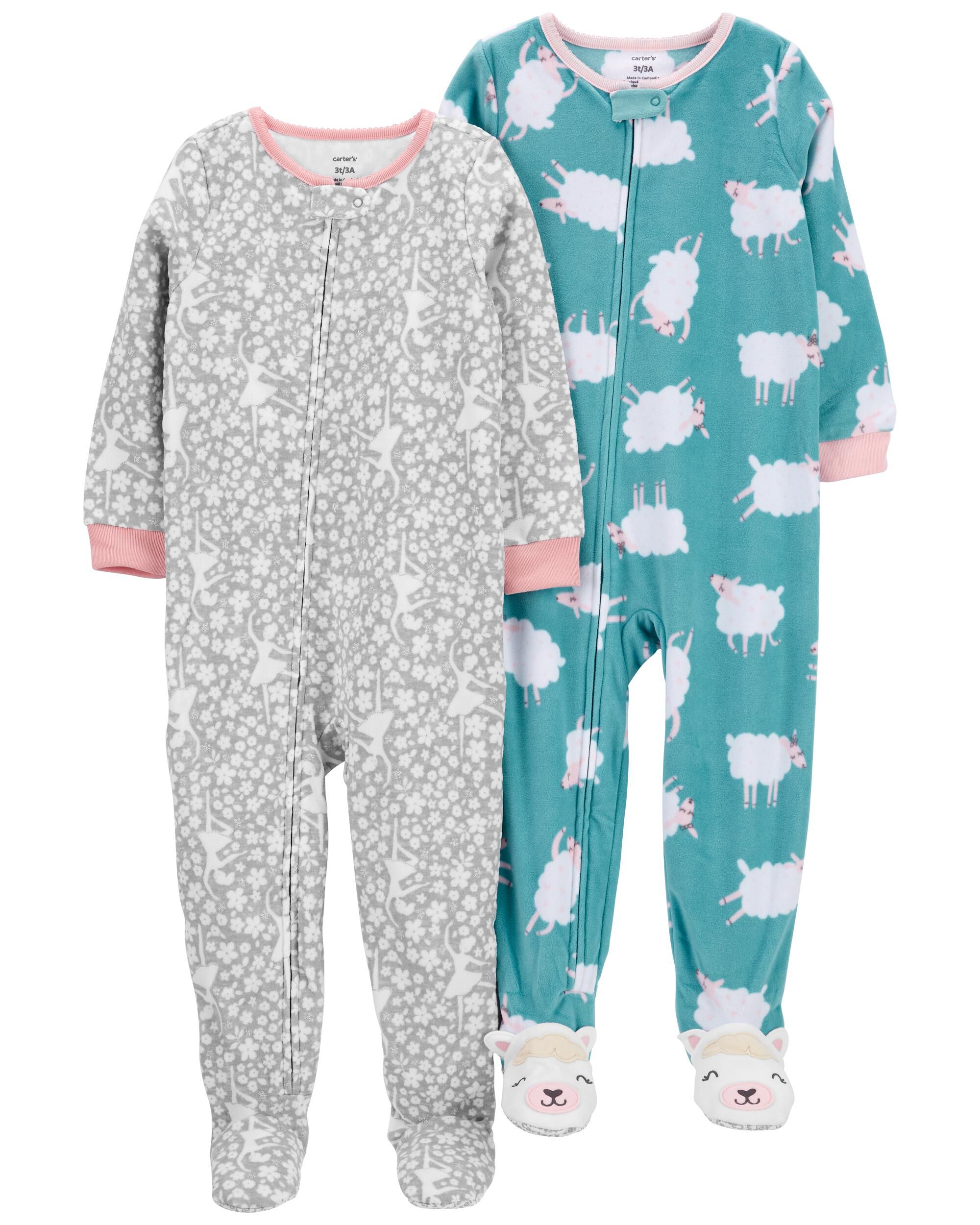 Toddler 2 Pack Zip Up Fleece Pyjamas