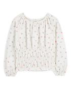 Kid Floral Print Smocked Top, image 1 of 3 slides