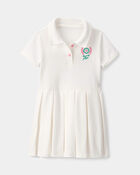 Toddler Girl Pleated Tennis Dress - Ivory, image 1 of 6 slides