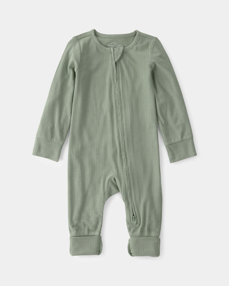 B&eacute;b&eacute; - Grenouill&egrave;re PurelySoft &agrave; fermeture &agrave; glissi&egrave;re &agrave; deux sens - Vert, image 1 sur 6 diapositives
