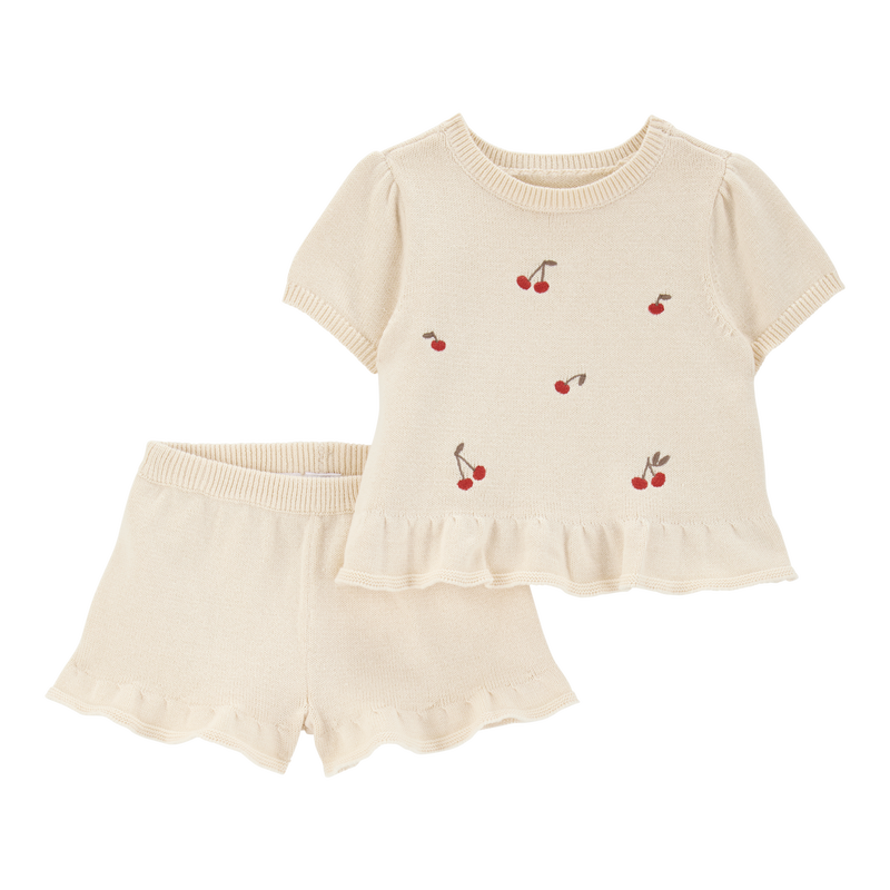Ivory Baby 2-Piece Cherry Peplum Top & Short Set - Ivory | Carter’s Oshkosh Canada