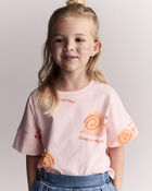 Tout-petit fille - T-shirt &agrave; coupe asym&eacute;trique &agrave; manches chauve-souris, escargot &laquo;My Own Pace&raquo; - Ros&eacute;, image 1 sur 6 diapositives