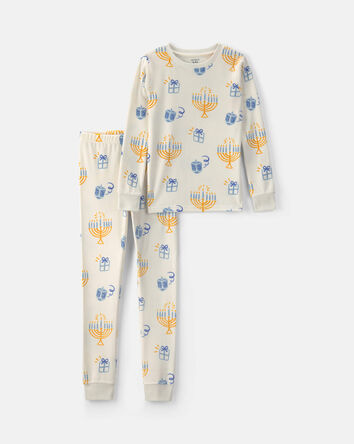 Jeune - Pyjama ajust&eacute; 2 pi&egrave;ces en DreamPlush &agrave; motif Hanoukka &ndash; Cr&egrave;me, 