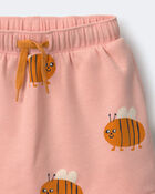 Toddler Girl Pull-On Skirt with Pockets in Bee Print - Light Pink, image 6 of 6 slides