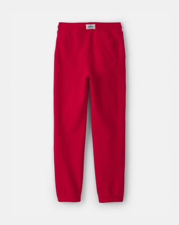 Kid Drawstring Knit Joggers - Red, 