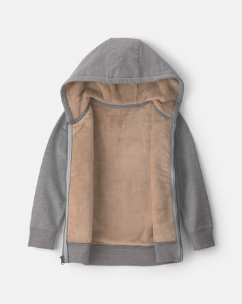 Boys Fleece Zip-Up Hoodie - Grey, 