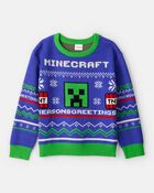 Boys Minecraft&reg; Long-Sleeve Sweater - Blue/Green, image 1 of 2 slides