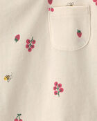 Tout-petit fille - Haut manches courtes &agrave; motif floral - Cr&egrave;me, image 2 sur 2 diapositives