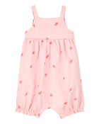 Baby Girl Bird Print Tank Romper - Pink, image 1 of 4 slides
