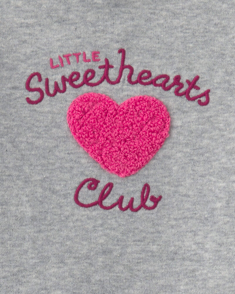 Baby Girl 2-Piece 'Little Sweethearts Club' Long-Sleeve Bodysuit & Pant Set - Pink/Grey, image 3 of 6 slides