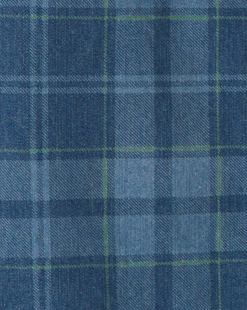 Boys Plaid Long-Sleeve Button-Down Shirt - Navy Blue, 