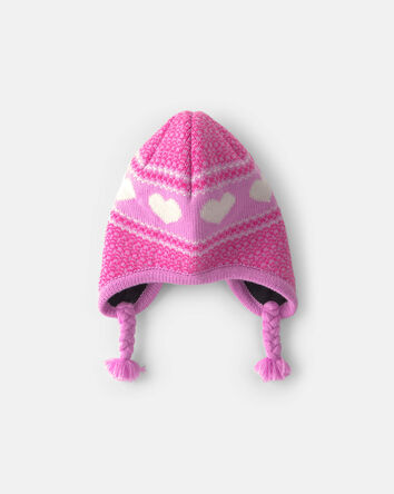 Tout-petit fille - Tuque p&eacute;ruvienne &agrave; c&oelig;ur Kombi - Rose, 
