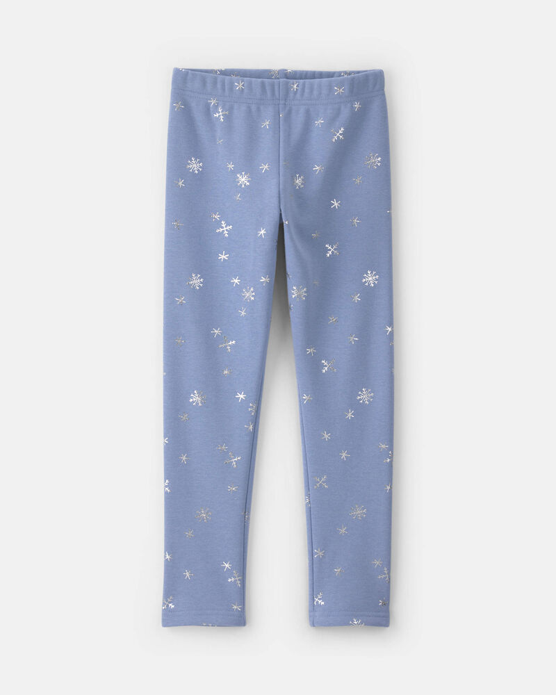 Filles - Legging extensible en molleton &agrave; motif flocon de neige &ndash; Bleu/Blanc, image 1 sur 4 diapositives