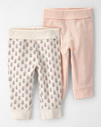 B&eacute;b&eacute; fille - Emballage de 2 pantalons de jogging en coton biologique Grow-With-Me, 