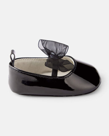 Baby Girl Bow Shiny Mary Jane Dress Shoes - Black, 