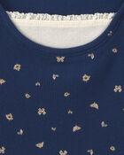 Girls Floral Long-Sleeve Top - Navy Blue, image 2 of 4 slides