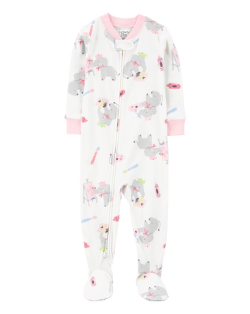 Toddler 1-Piece Elephant Print 100% Snug Fit Cotton Footie Pyjamas, 