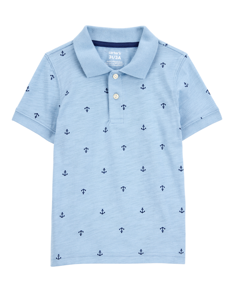 Toddler Anchor Polo Shirt - Blue, image 1 of 3 slides