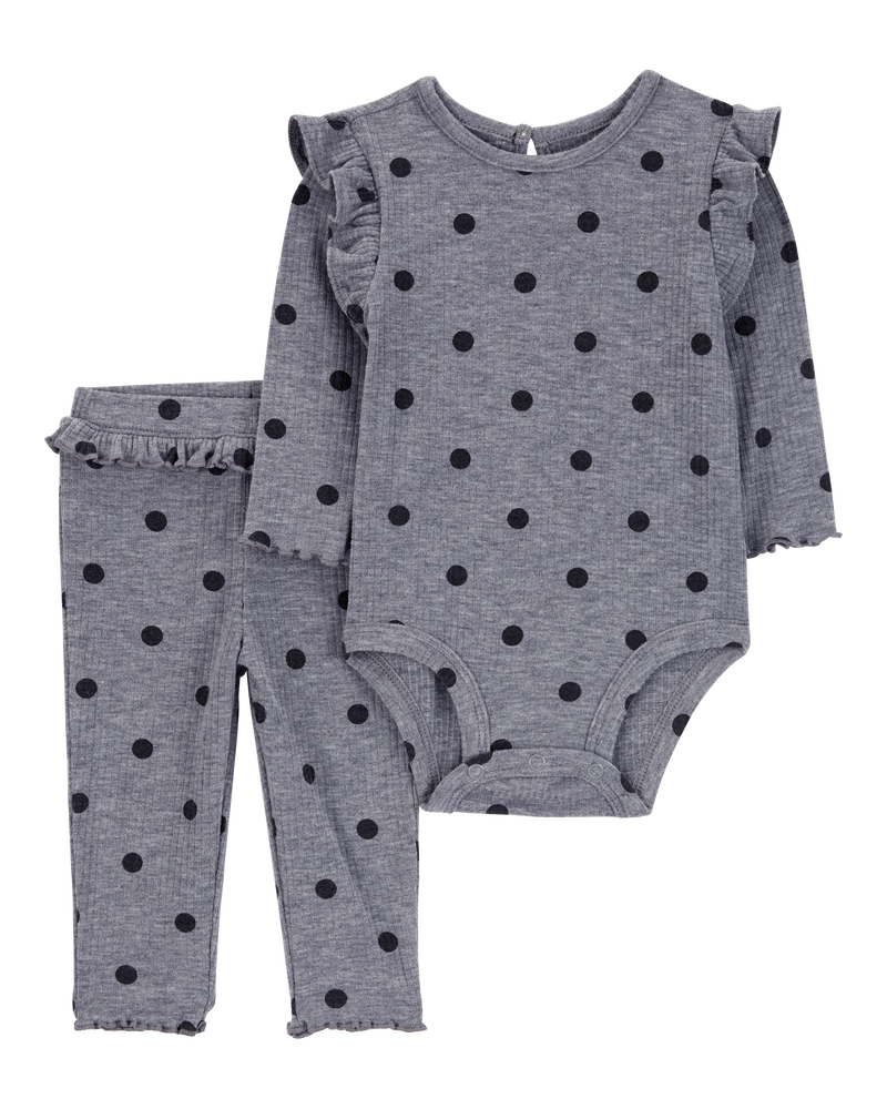 Baby 2-Piece Polka Dot Bodysuit Pant Set, image 1 of 3 slides