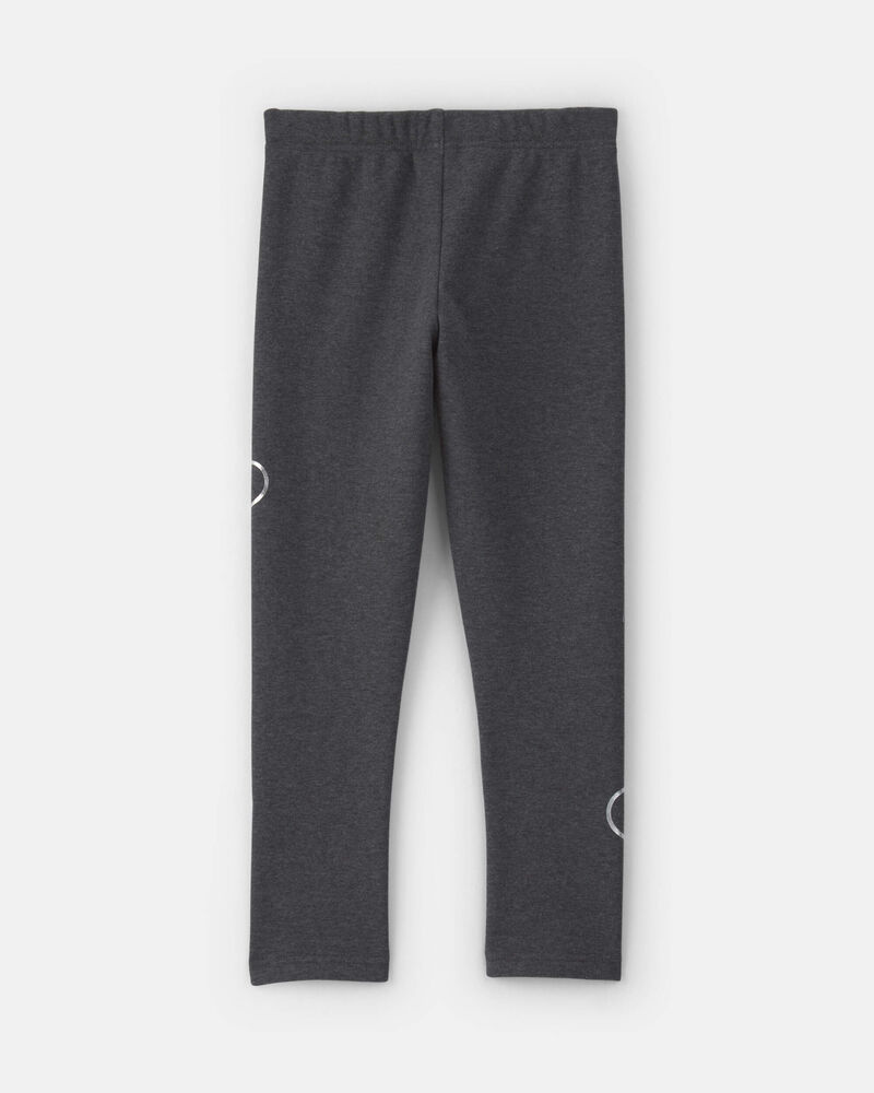 Filles - Legging extensible en molleton &agrave; motif c&oelig;ur &ndash; Gris, image 2 sur 5 diapositives