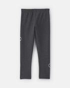 Filles - Legging extensible en molleton &agrave; motif c&oelig;ur &ndash; Gris, image 2 sur 5 diapositives