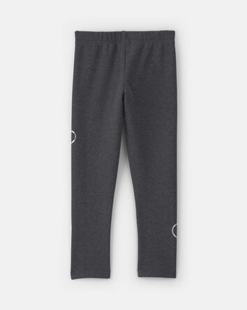 Filles - Legging extensible en molleton &agrave; motif c&oelig;ur &ndash; Gris, 