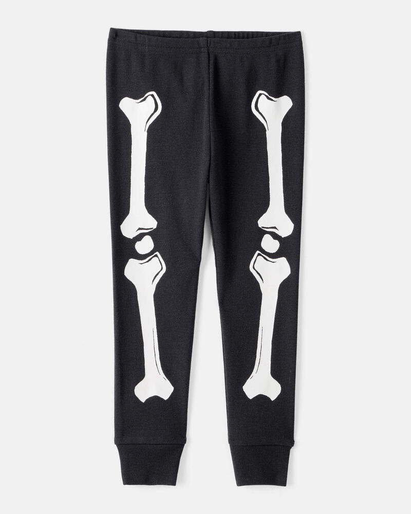 Tout-petit Pyjama 2 pièces en coton ajusté à motif de squelette d'Halloween qui brille , image 3 sur 5 diapositives