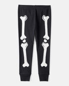 Tout-petit Pyjama 2 pièces en coton ajusté à motif de squelette d'Halloween qui brille , image 3 sur 5 diapositives