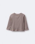 Toddler Long-Sleeve Relaxed Henley Tee - Brown, image 6 of 7 slides