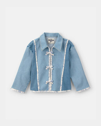 Toddler Girl Patchwork Denim Jacket - Light Wash, 