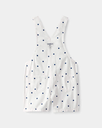 Toddler Girl Polka Dot Shortalls - White/Blue, 