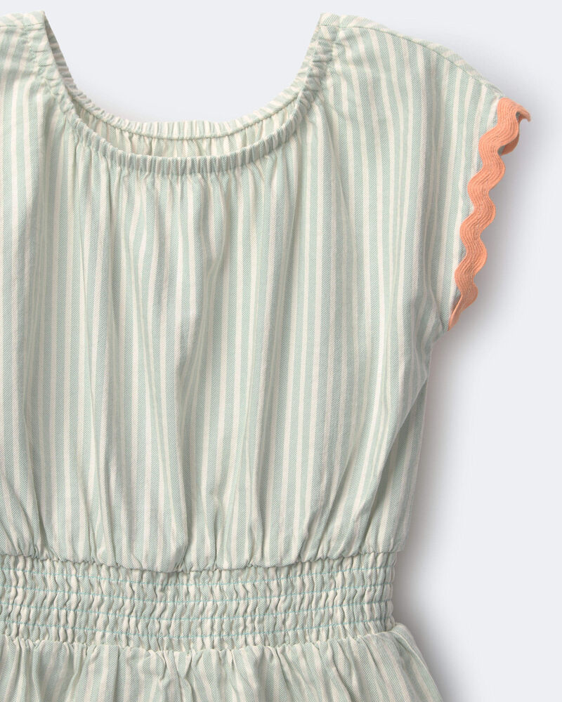 Toddler Girl Swing Romper with Pockets in Stripes- Light Blue, image 6 of 6 slides