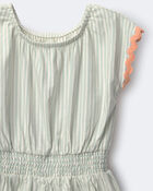 Toddler Girl Swing Romper with Pockets in Stripes- Light Blue, image 6 of 6 slides