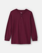 Boys Long-Sleeve Henley T-Shirt - Burgundy, image 1 of 3 slides
