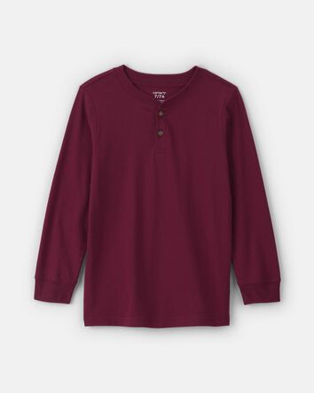 Boys Long-Sleeve Henley T-Shirt - Burgundy, 