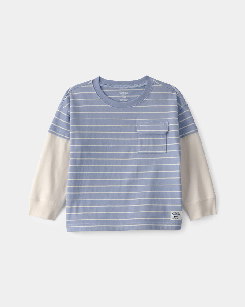 Toddler Boy Striped Colorblock Long-Sleeve Tee - Blue, image 1 of 5 slides