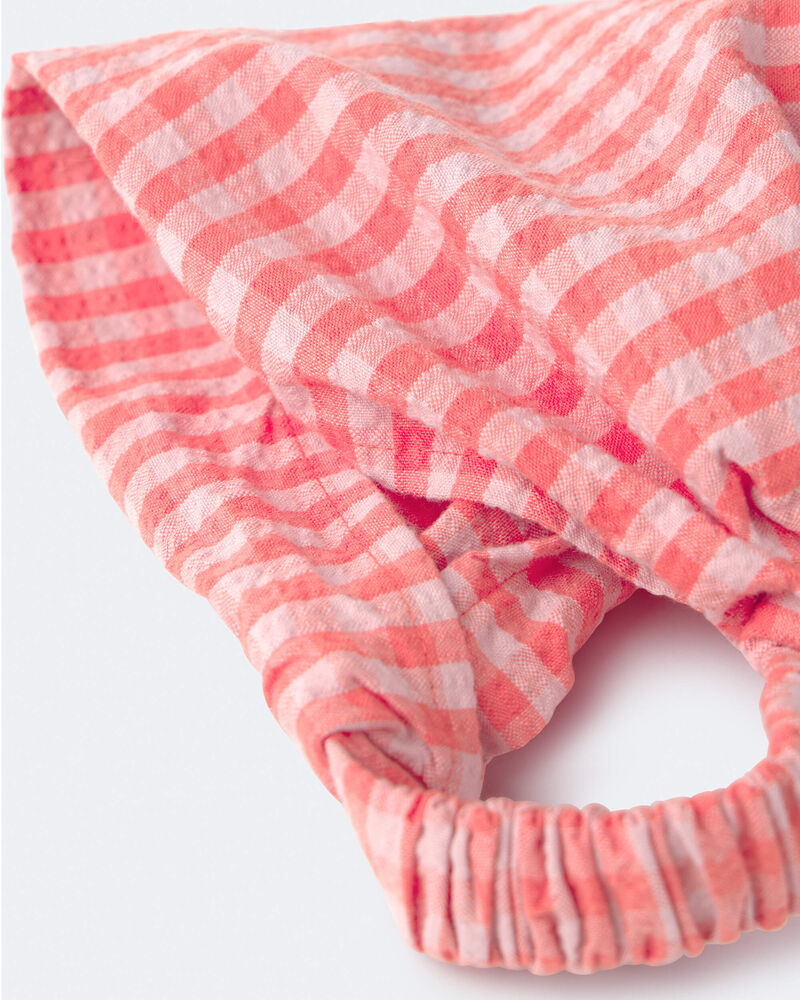 Toddler Girl Gingham Bandana Hair Scarf - Orange, image 7 of 7 slides