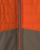 Toddler Boy Quilted Mid Weight Jacket- Orange, image 3 of 4 slides